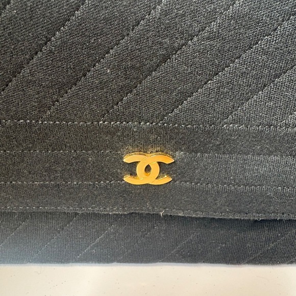 Chanel Single Flap Diagonal Stitch Vintage Jersey Crossbody Bag Gold Hardware - Picture 3 of 16